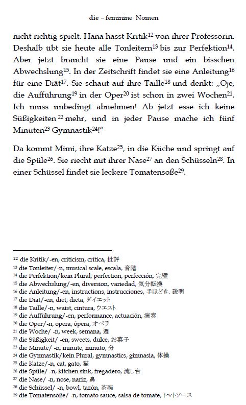 Leseprobe: die - deutsche feminine Nomen *Die Geschichte hat nur feminine Nomen (Seite 4)