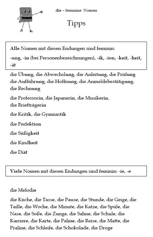 Leseprobe: die - deutsche feminine Nomen *Die Geschichte hat nur feminine Nomen (Seite 8)